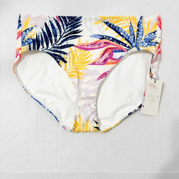 CALIA  NWT Sz XL Watercolor Palms Multi Sculpt Mid Rise Swim Bottom - Picture 5 of 7